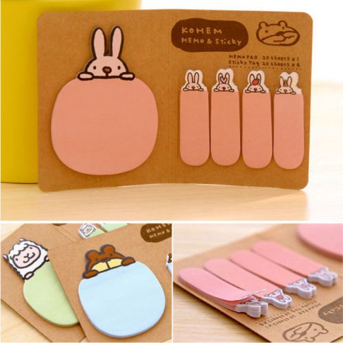 Cute Animal Sticker Post It Bookmark Point Marker Memo Flag Sticky Notes TOPSALE