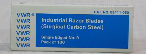 VWR 55411-050 Surgical Carbon Steel Single Edged #9 Razor Blades 100 per box
