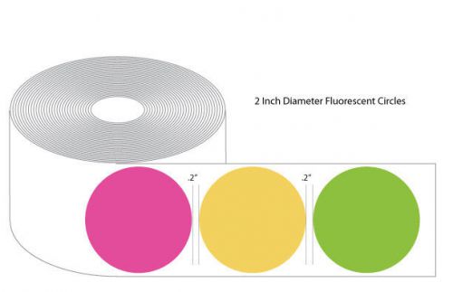 3/4&#034; 1&#034; 1.5&#034; 2&#034; Rd Fluorescent +White 4Sure Labels Inventory Pricing Art Sticker