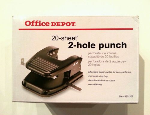New in box, Office Depot 20 sheet two hole punch, black, 1/4&#034; holes