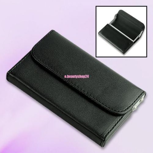 Black faux leather business credit name id card case box holder wallet purse for sale