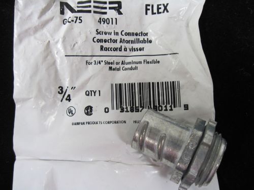 Gampak #49011 3/4&#034; Flex screw in connector/Qty 8-cm