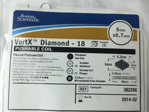 Boston Scientific 382206 Vortx-18 Fibered Pushable Platinum Coil, 6mm x 6.7mm