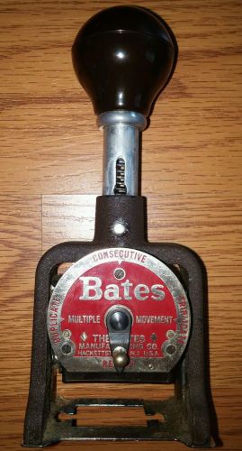 Vintage BATES INDUSTRIAL 6 Wheel numbering machine Style E  &#034;&#034;FREE SHIPPING&#034;&#034;