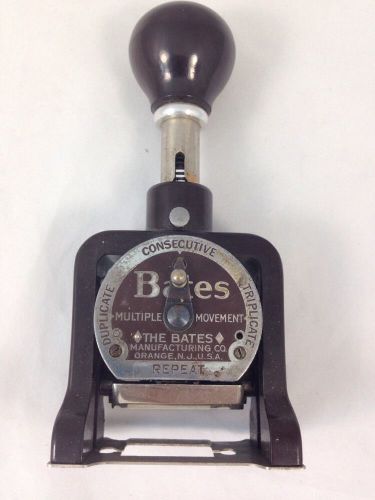 &#039;Bates&#034; Numbering Machine 6 Wheels Vintage Style E