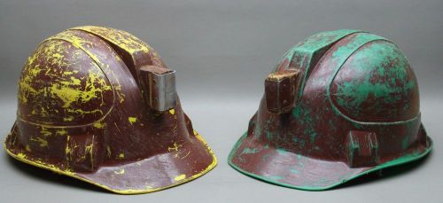 Vintage - 2 WILLSON  JET CAP HARD HAT HELMET OLD PLASTIC AERODYNE Yellow / Green