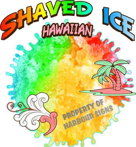 Hawaiian Shaved Ice Decal 7&#034; Concession Trailer Food Truck Cart Vinyl Sign