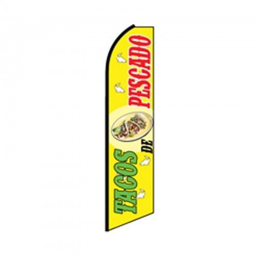 Tacos de Pescado 15&#039; FLUTTER FEATHER BUSINESS SWOOPER FLAG BANNER MADE IN USA