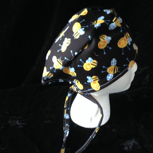 Cooks hat, chef hat, surgical hat  honey bees  print adults ties in back