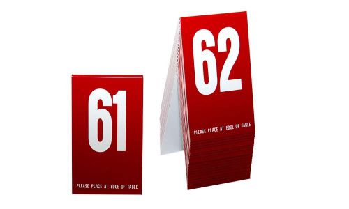 Plastic Table Numbers 61-80- Red w/white number, Tent style, Free shipping
