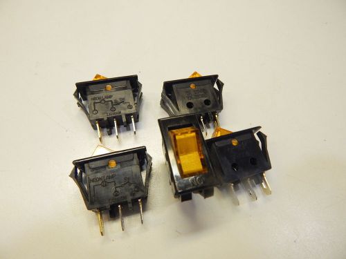 AMBER LAMPED ROCKER SWITCH 120VAC 15 AMP - YOU GET 5 PIECES