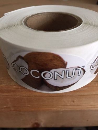 1.25&#034; x 2&#034; coconut labels 500 per roll great stickers for sale