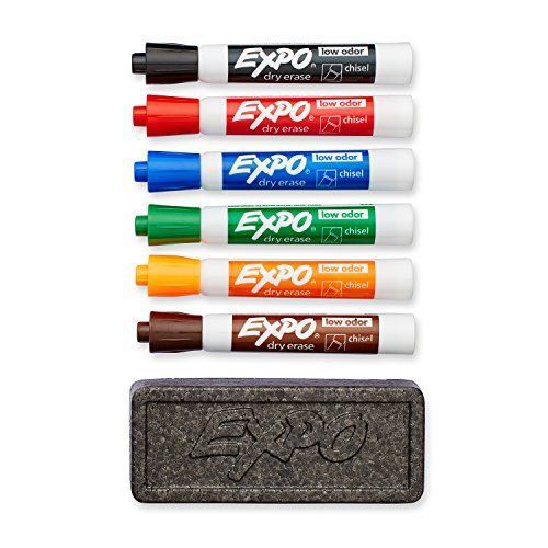 Expo Low-Odor Dry Erase Set, Chisel Tip, 7-Piece, Assorted Colors