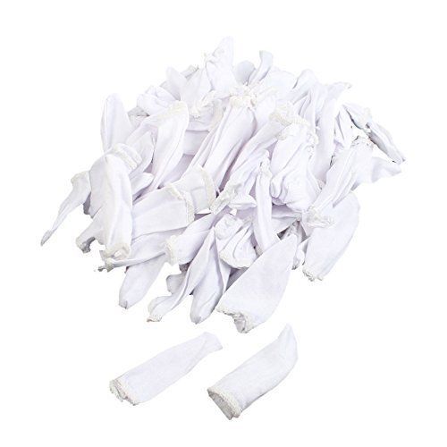 6.5cm Length White Cotton Blends Finger Cots Cover Protective 200 Pcs
