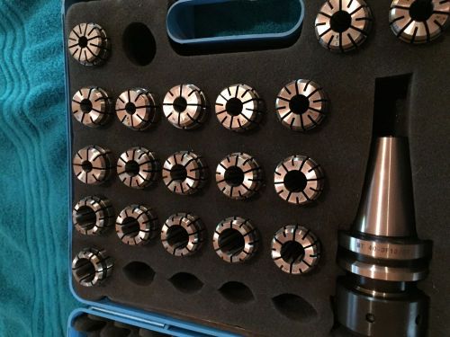 Pf anders collet set; case w/collet holder &amp; 19 various sizes collets; wrench in for sale