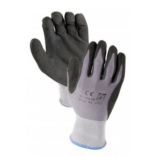 36 pairs premium gray 15 gauge lycra blk foam palm sandy work glove x-large for sale