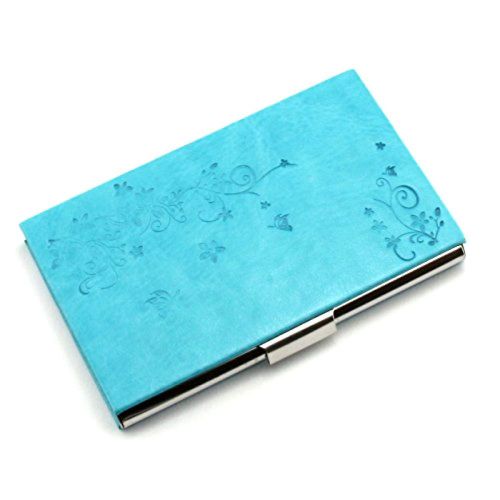 Partstock(TM) Flower Pattern PU Leather &amp; Stainless steel Business Name Card Hol