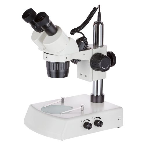 Amscope 20x-40x super widefield pillar stand stereo microscope w 2 halogen light for sale