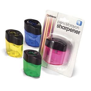 Officemate OIC Achieva Twin Pencil and Crayon Sharpener, Box of 8, Black with