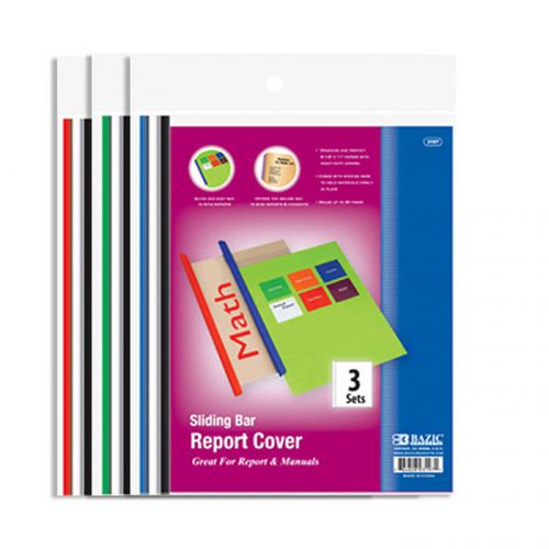 BAZIC Clear Front Report Covers w/ Sliding Bar (3/Pack)  of-24