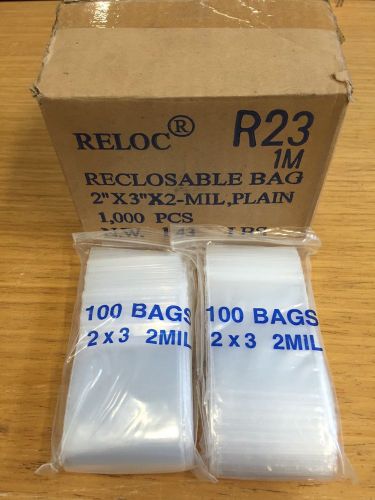 Reloc Reclosable 2&#034;x 3&#034;x 2 Mil Ziplock 1,000 Bags