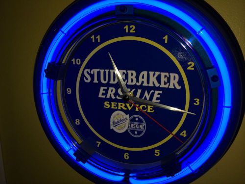 Studebaker Erskine Motors Auto Garage Neon Man Cave Advertising Wall Clock Sign