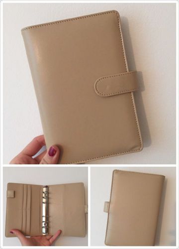 Beige macaron cute planner organizer binder A6 personal size PU leather