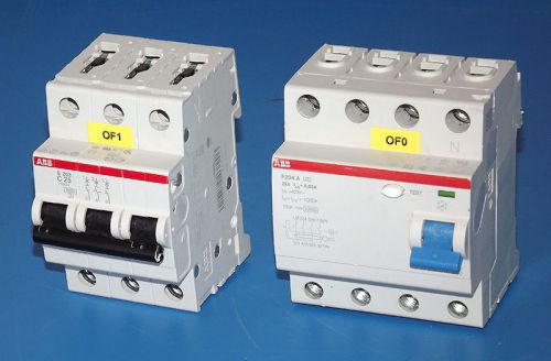Lot 2 abb f204 / s203 25a residual current operated circuit breaker 3/4-pole for sale