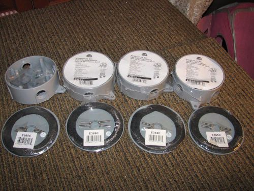 New Bell Outdoor Five Outlets 1/2&#034; Round Splice Box 5361-0 Quantity 4 w/ Covers