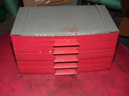 Vtg OHMITE LITTLE DEVILS 5 Drawer Case Ham Radio Tube Amp FULL parts bin box