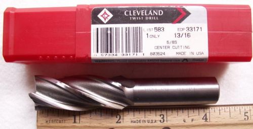 Cleveland 13/16&#034; high speed steel 4 flute end mill for sale