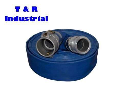 3” x 50 ft. blue water discharge hose w/camlock fittings for sale