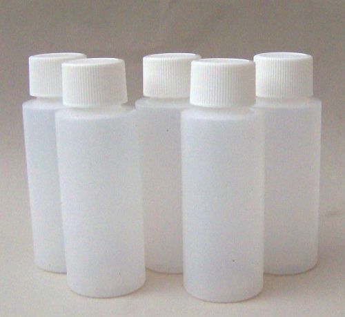 Lot of 5 Fisher HDPE (60ml) 2 oz Natural Cylinder Rounds w/PE Foam-Lined Caps