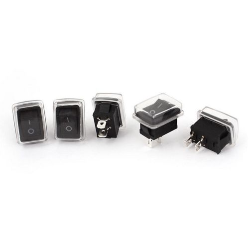 5pcs ac 250v/6a 125v/10a spst 2 pins 2 position rocker switch w waterproof cover for sale