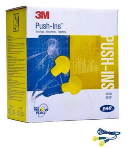 318-1001 3M EAR Push Ins Plugs With Safety Cord - 100 Pair Per Box