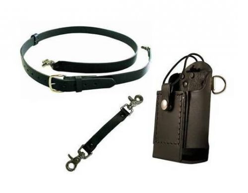 Boston leather firefighter&#039;s radio strap complete set-up - universal for sale