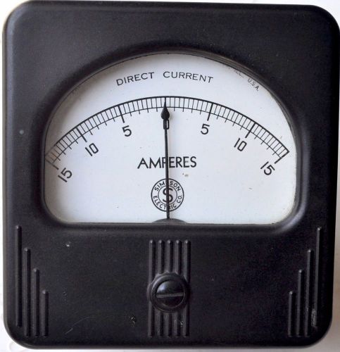 Simpson Panel Meter Model 27 15-0-15 DC Amps 3-1/2&#034;