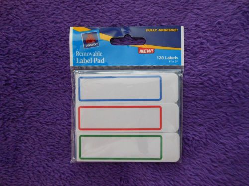 Avery Removable label Pad-120 Labels 1&#034;x 3&#034;.