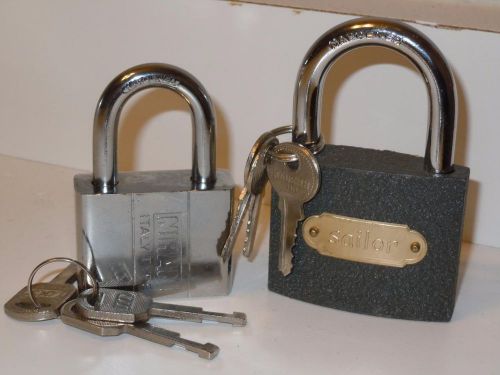 Brand new lot  2 hardened padlocks sailor, nihan italy style steel each w/3 keys for sale