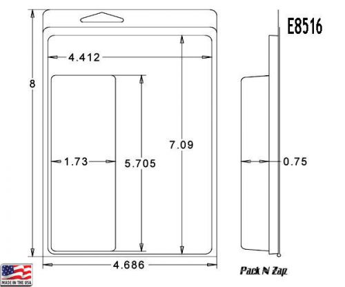 E8516: 250- 8&#034;H x 4.7&#034;W x 0.8&#034;D Clamshell Packaging Clear Plastic Blister Pack