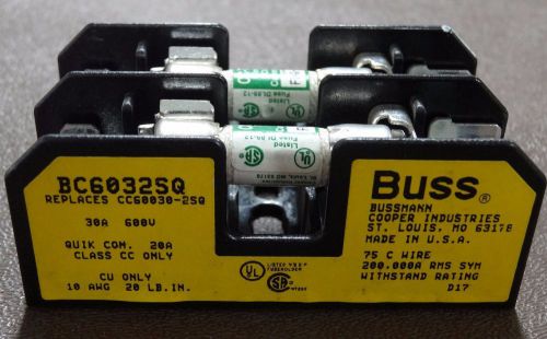 Bussmann buss two fuse block bc6032sq 30a 600v fuseholder for sale
