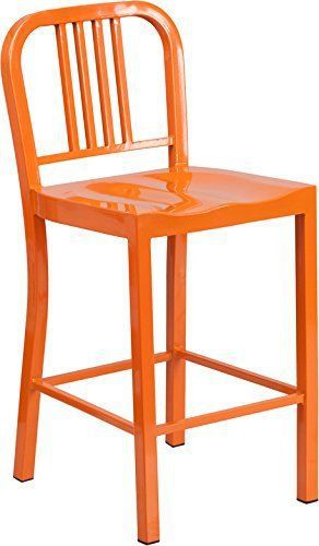 New flash furniture metal counter height stool  24-inch  orange for sale