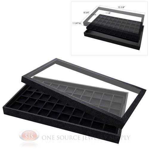 (1) Acrylic Top Display Case &amp; (1) 50 Compartmented Black  Insert Organizer