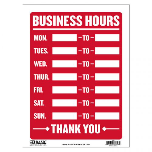 Business Hours Plastic Sign - 31cm x 23cm - Set of 2
