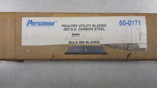 Poultry Venter Utility Razor Blades (500) Personna 60-0171 .025 H.D.Carbon Steel