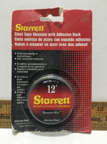 NOS Starrett Measure Stix SM412W Steel White Measure Tape with Adhesive Backing