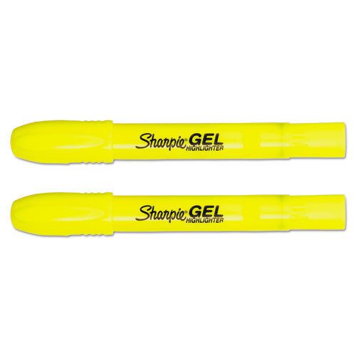 Gel Highlighter, Fluorescent Yellow, Bullet, 2/Pack