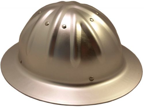 NEW Aluminum Full Brim Hard hat, Silver Metal Full Brim Hardhat with ratchet