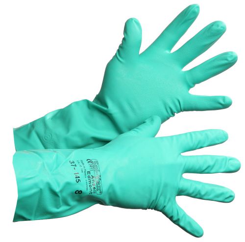SOLVEX ANSELL EDMONT GREEN RUBBER GLOVES 37-175, SIZE 9, LOT OF 5 PAIRS