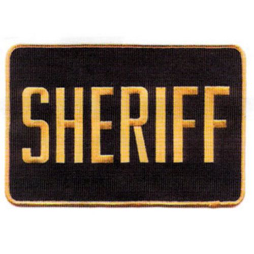 MEDIUM SHERIFF PATCH BADGE EMBLEM  5 inches x 7 1/2 inches GOLD / BLACK